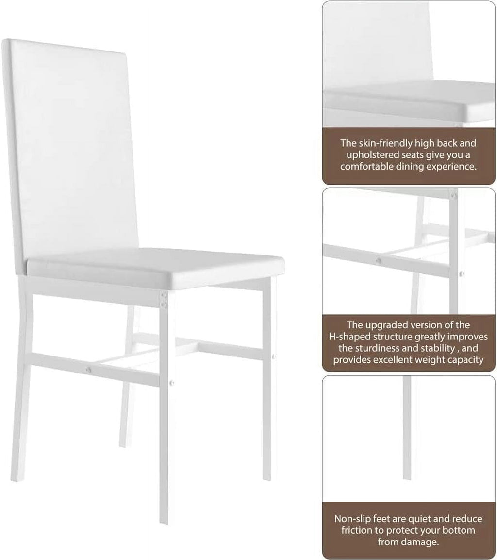 MIERES 5-Piece Dining Table Set for 4, Faux Marble Kitchen Table and 4 Chairs, Modern Dining Room Table with 4 Chairs, Dinner Table Set for Small Spaces, Brown