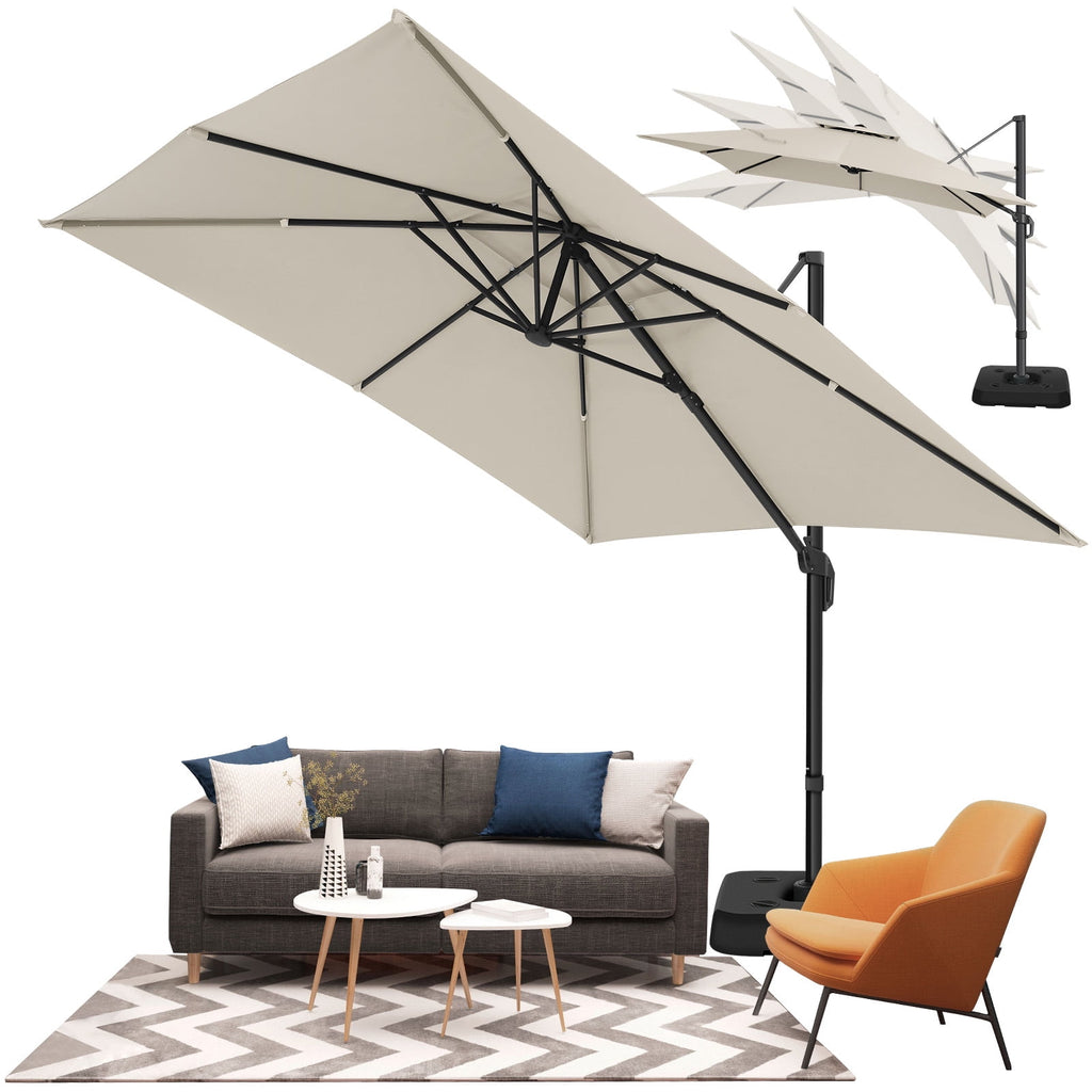 HOTEEL 10ft Patio Umbrella Outdoor Square Large Cantilever Windproof Offset and Heavy Duty Sun Umbrella for Garden Deck Pool，Gray