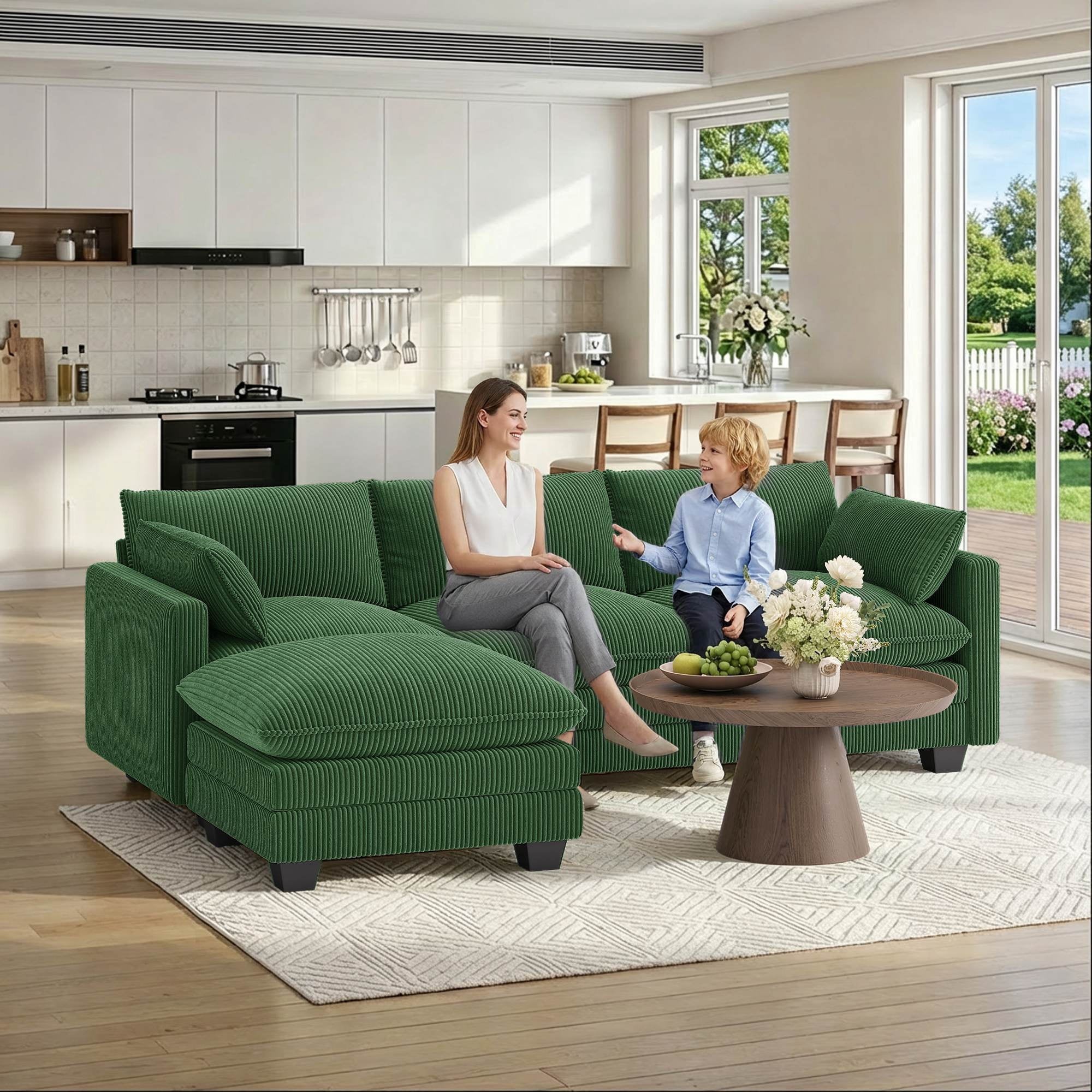 Asofer 31 Cloud Accent Sofa With Washable Cover, Single Corduroy Chair with Deep Seat Upholstered Cushion for Apartment,Dark gray