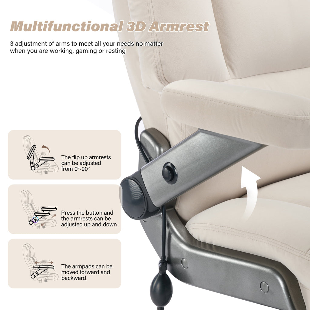 Big and Tall 700lbs Office Chair, Ultra-Soft Fabric Executive Desk Chair, Ergonomic Computer Chair with 3D Flip Up Arms, Adjustable Lumbar Support, Heavy Duty Metal Base and Quiet Rubber Wheel, Black