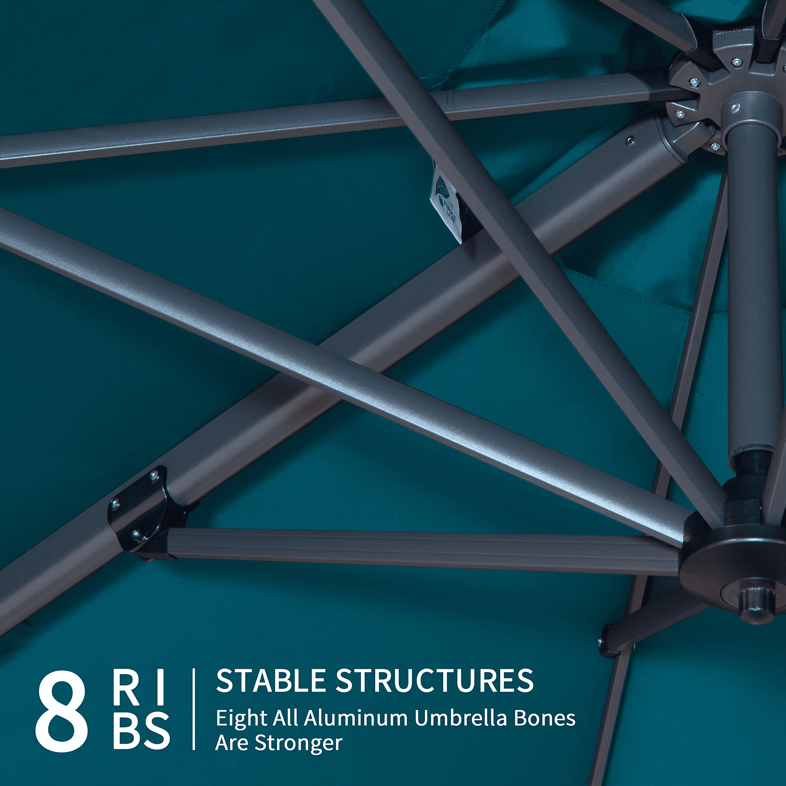 PURPLE LEAF 9x11.5 Ft Cantilever Umbrella Rectangle Outdoor Patio Umbrella Large Offset Hanging Umbrella Aluminum Umbrella with 360°Rotation Adjustable Garden Pool Umbrella,Turquoise Blue