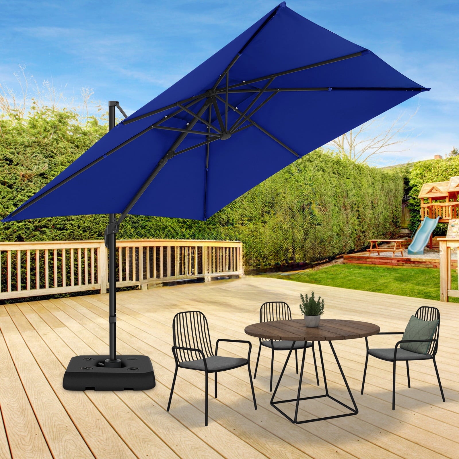 HOTEEL 10ft Patio Umbrella Outdoor Square Large Cantilever Windproof Offset and Heavy Duty Sun Umbrella for Garden Deck Pool，Gray
