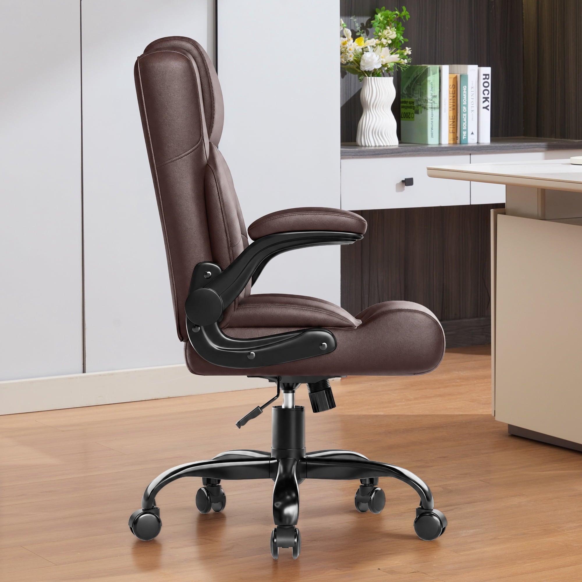 JONPONY Leather Office Chair, Big and Tall Office Chair 400LBS Wide Seat Ergonomic Computer Desk Chair High Back Executive Leather Chair Adjustable Task Chair Lumbar Back with 1-Year Warranty, Black