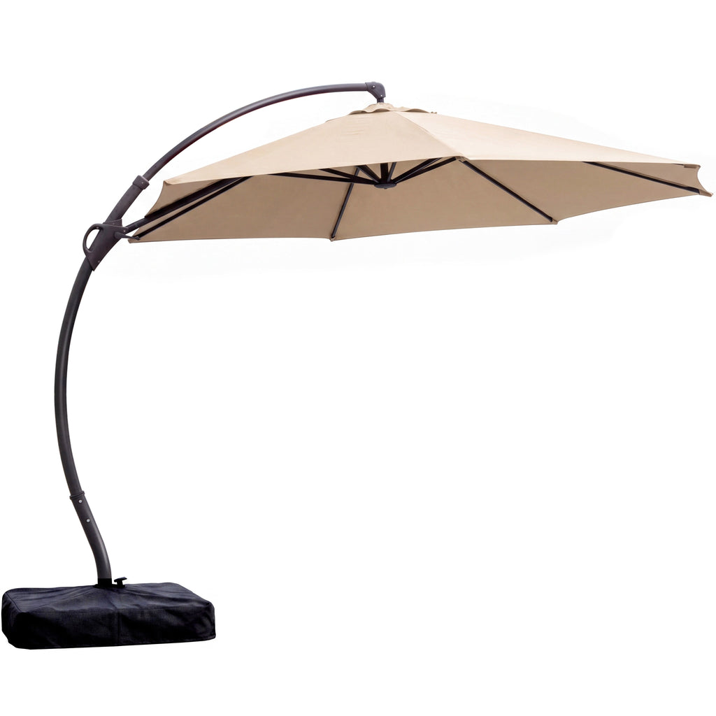 LAUSAINT HOME 11 FT Outdoor Patio Umbrella with Base, Aluminum Cantilever Umbrella with Crank, Gray