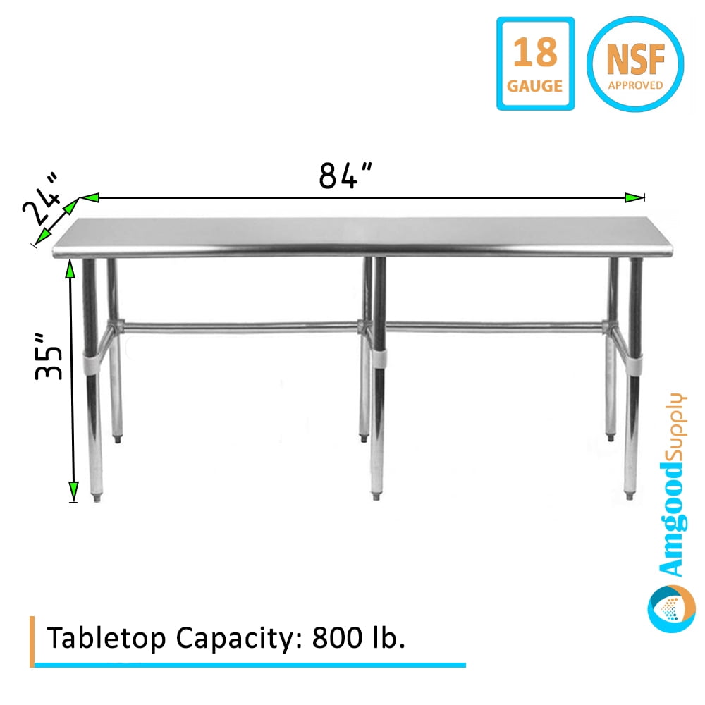 24 X 84 Stainless Steel Work Table With Open Base