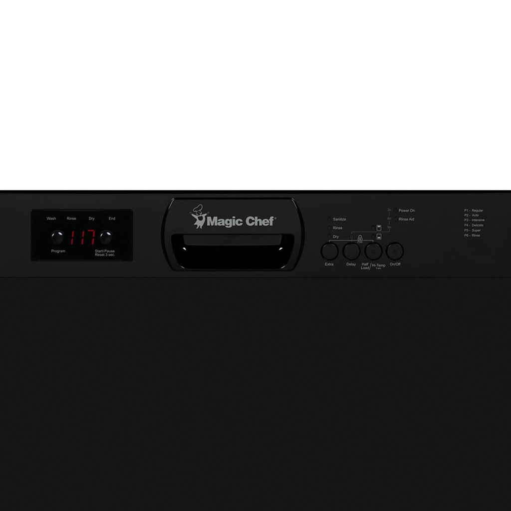 Magic Chef 24 in. Black Front Control Built-in Stainless Steel Tall Tub Dishwasher in Black