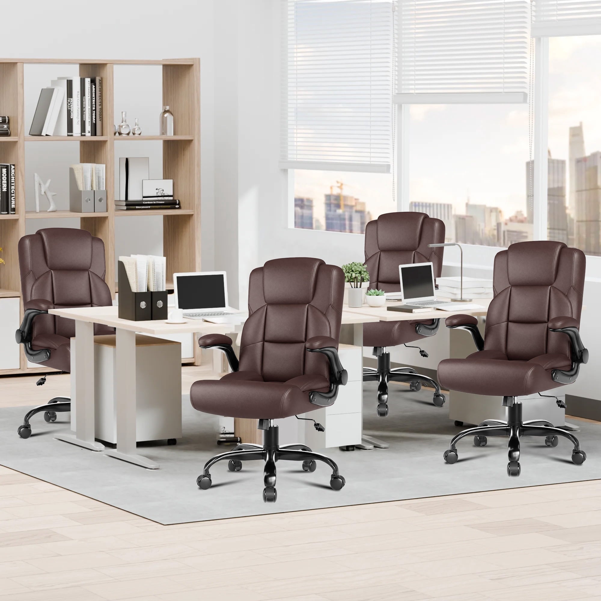 JONPONY Leather Office Chair, Big and Tall Office Chair 400LBS Wide Seat Ergonomic Computer Desk Chair High Back Executive Leather Chair Adjustable Task Chair Lumbar Back with 1-Year Warranty, Black