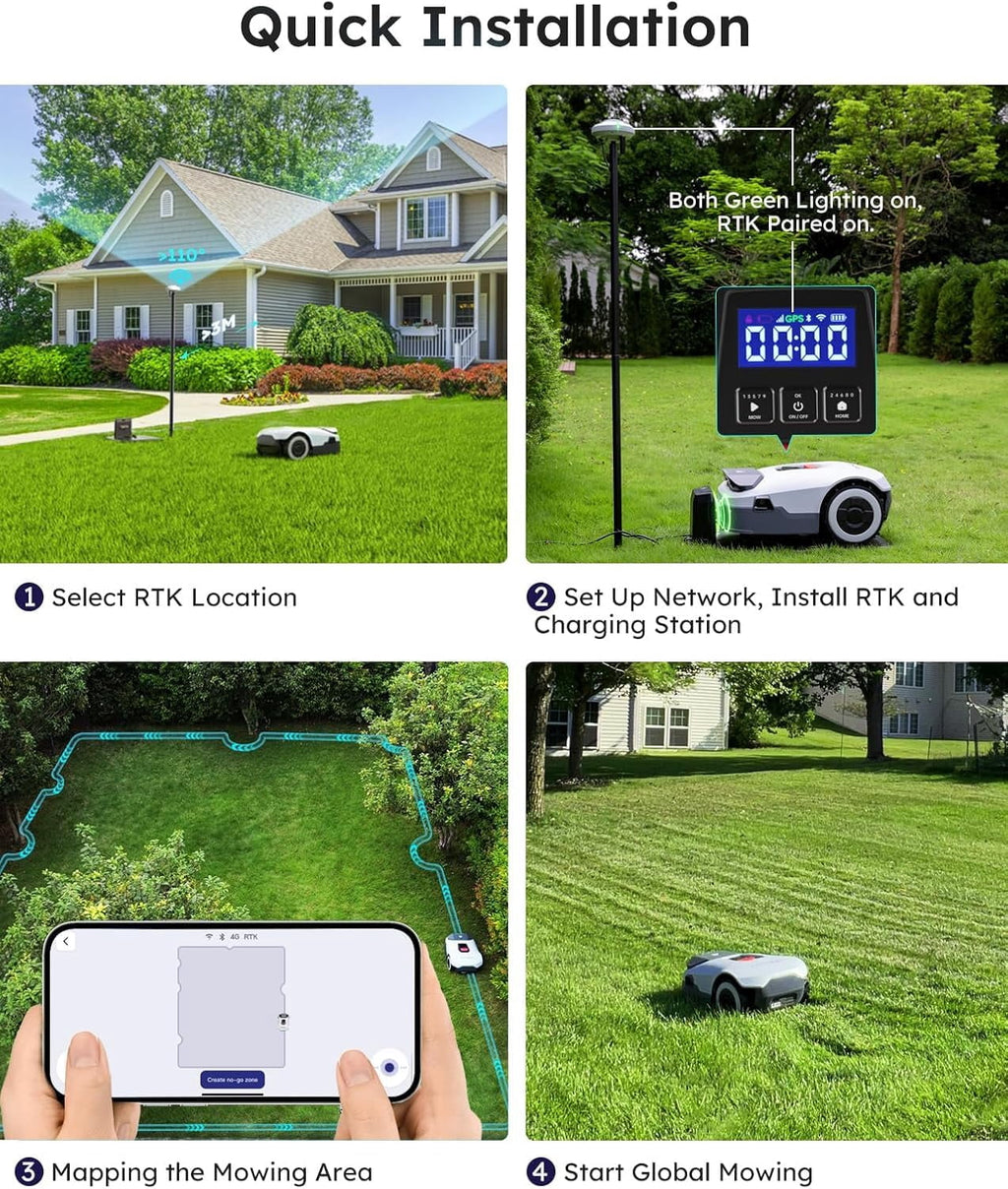  ANTHBOT Genie1000 Robotic Lawn Mower,Max 0.5 Acre,RTK and 4-Camera Vision Obstacle Avoidance