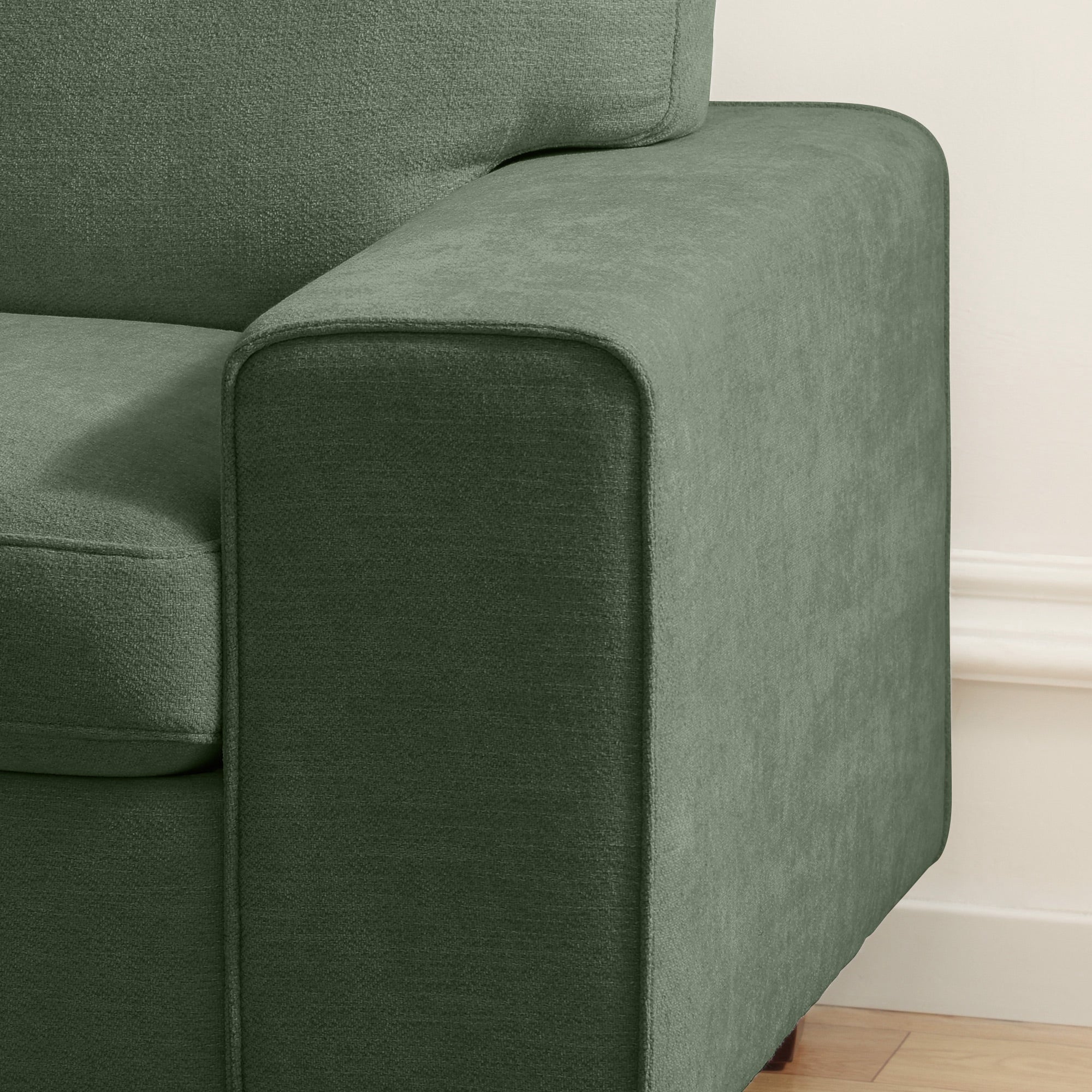 Poshby 88.58''W 3 Seater Sofa Couch with Chenille, Modern Square Arm for Living Room, Light Gray