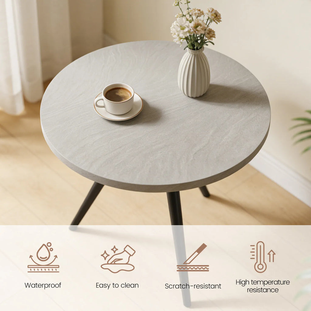 34.8 Round Dining Table Set for 4,5 Piece Mid-Century Modern Dining Set with 4 Upholstered Dining Chairs,Leisure Coffee Table for Kitchen Dining Room, Save Space