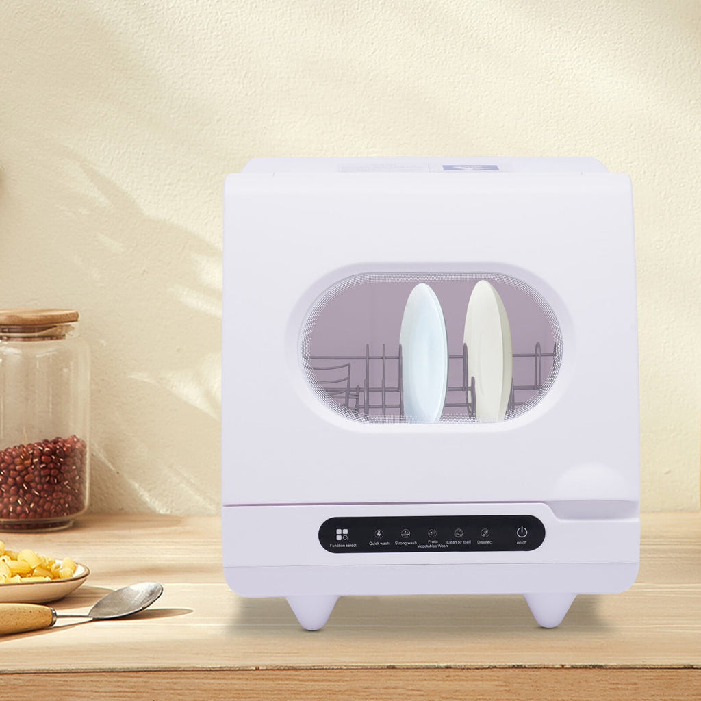 DENEST Portable Dishwasher Countertop, Compact Dishwashers with 5L Built-in Water Tank & Inlet Hose, 5 Washing Programs, 12 High-Performance Spouts