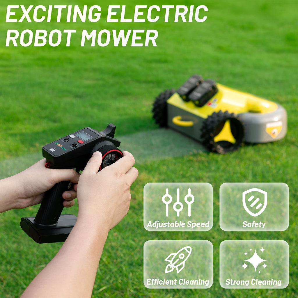 ZIPmow A106-RC Self-Propelled Cordless Lawn Mower - Remote Control, AWD, 45° Slope Climbing, 2-3 Inch Cutting Height, 60Min Runtime with Dual 3Ah Batteries, 17lbs Ultra-Lightweight