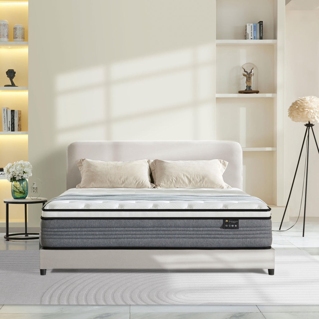 Giovanly 12 inch Queen Hybrid Mattress in a Box, Memory Foam and Individually Wrapped Pocket Coils, Medium Firm, Motion Isolation & Edge Support, Breathable Cooling Gel, CertiPUR-US Certified