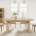 70.8 Inch Oval Farmhouse Dining Table for 6-8 People, Long Large Kitchen Table with Thick Sturdy Wooden Base-Natural