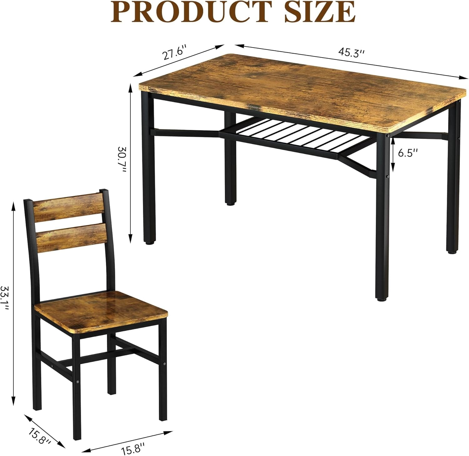 LinkRomat Dining Table Set for 4, Farmhouse Kitchen Table with 4 Wood Chairs, Dining Room Set for Breakfast Nook, Small Places, Restaurant, Gray