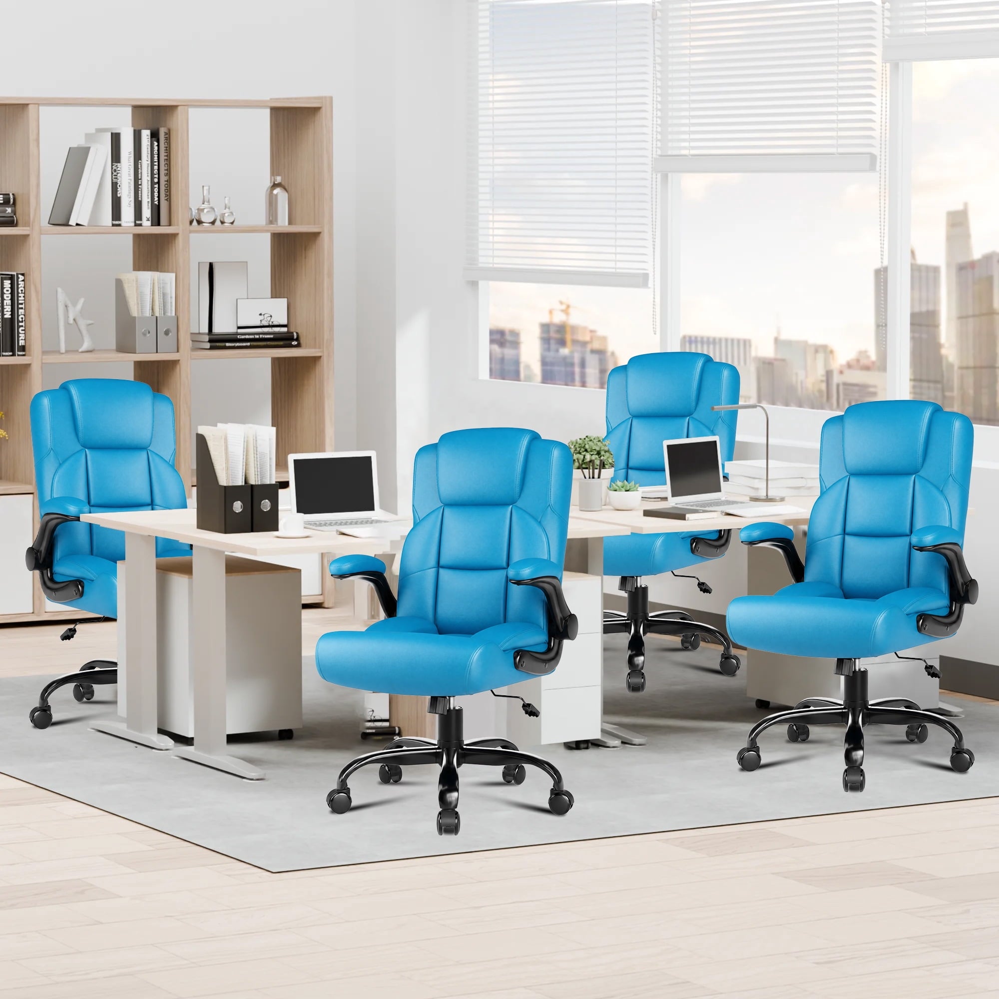 JONPONY Leather Office Chair, Big and Tall Office Chair 400LBS Wide Seat Ergonomic Computer Desk Chair High Back Executive Leather Chair Adjustable Task Chair Lumbar Back with 1-Year Warranty, Black