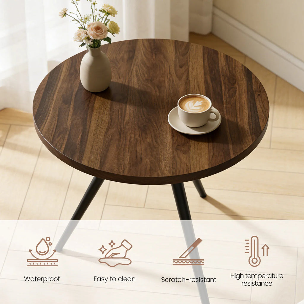 34.8 Round Dining Table Set for 4,5 Piece Mid-Century Modern Dining Set with 4 Upholstered Dining Chairs,Leisure Coffee Table for Kitchen Dining Room, Save Space
