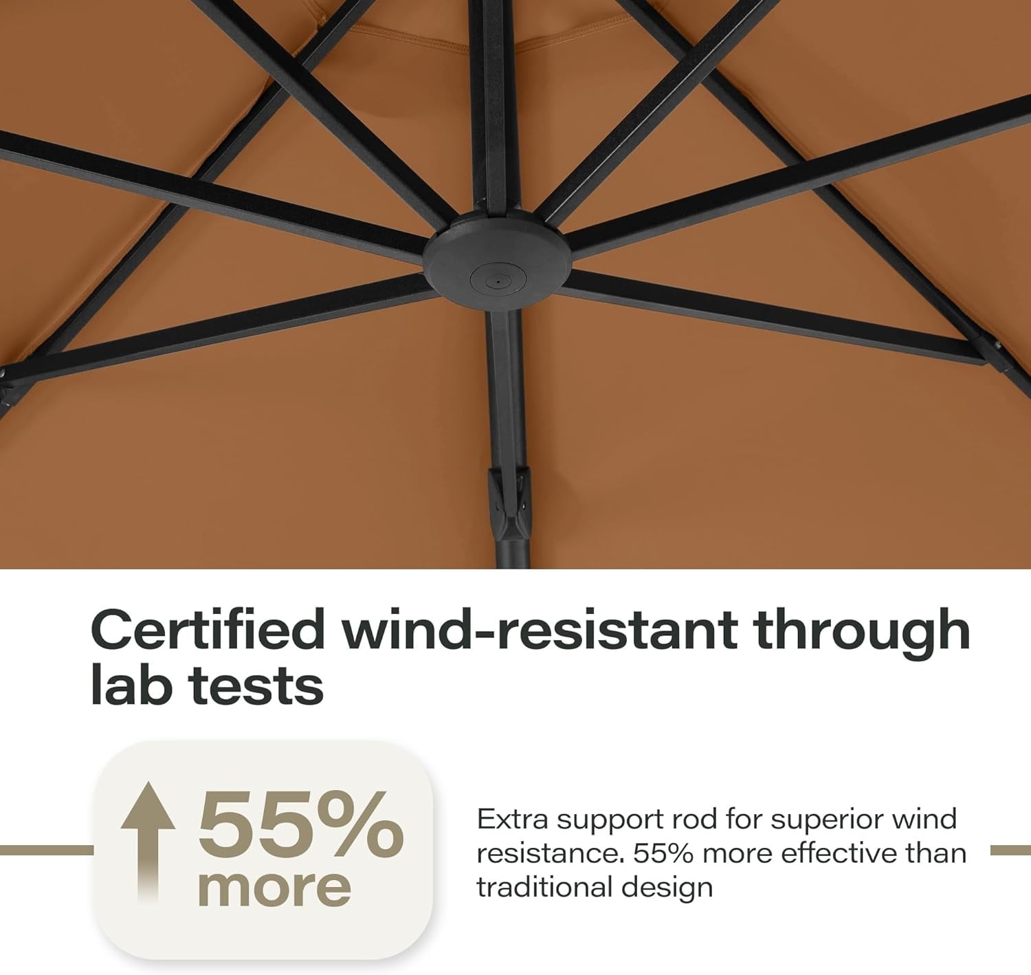 LAUSAINT HOME 11 FT Outdoor Patio Umbrella with Base, Aluminum Cantilever Umbrella with Crank, Champagne