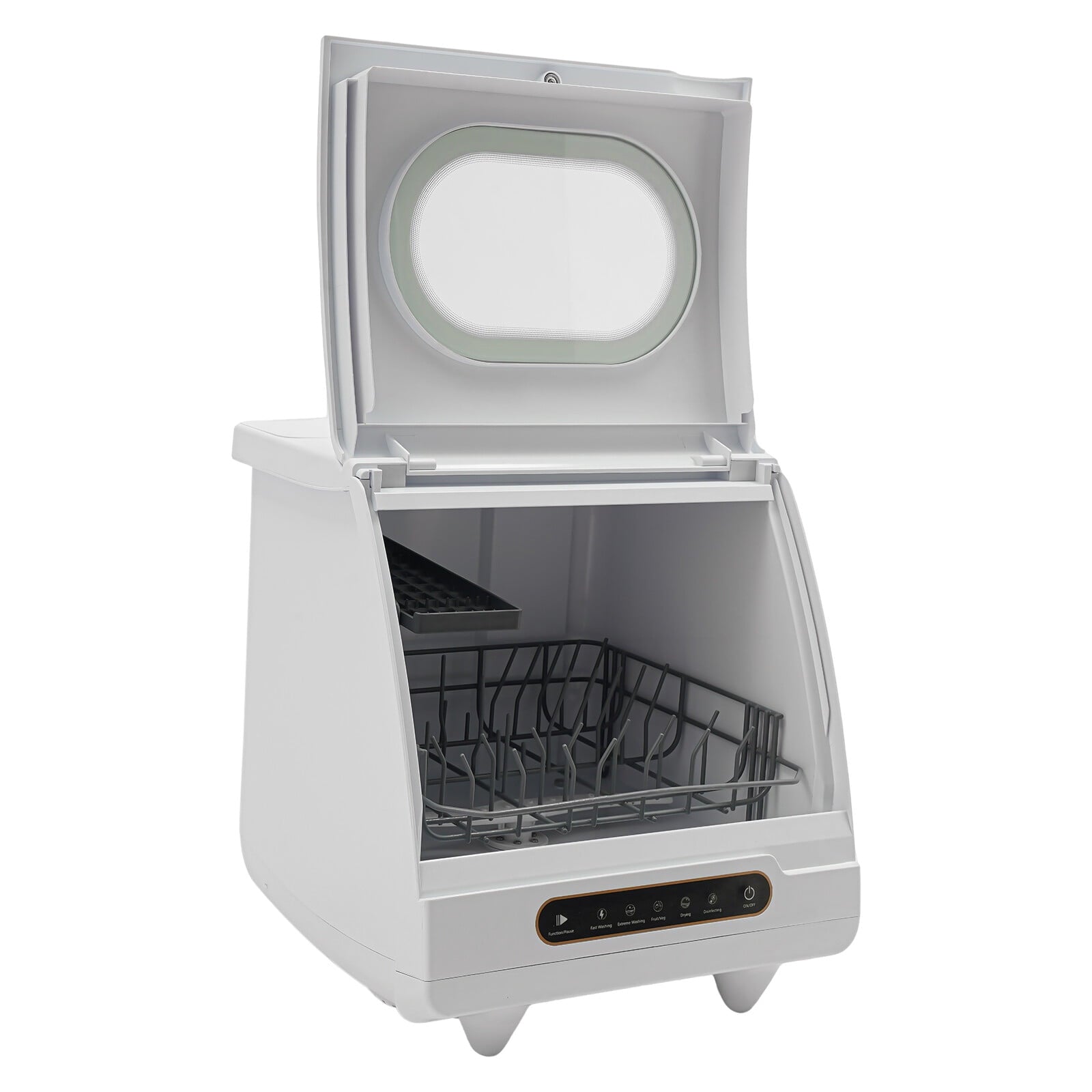 Portable Countertop Dishwasher 5 Washing Programs with Water Tank Leak-Proof Dry 360° Rotation Flushing, Uitable for Homes Kitchen Apartments Dormitories Campers