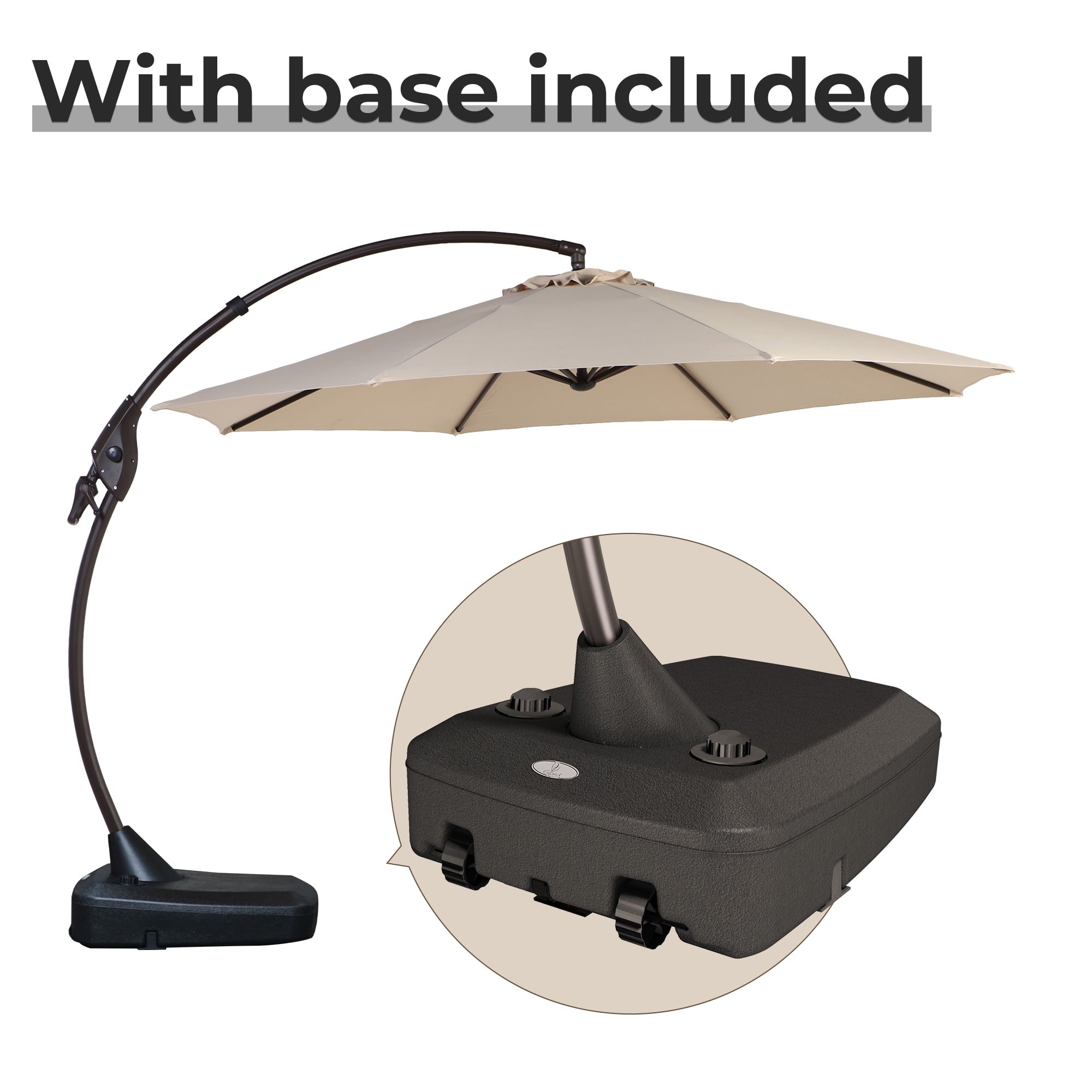 GRANDPATIO 12 ft Deluxe Aluminium Patio Umbrella with Base, Large Offset Outdoor Umbrella, Navy Blue