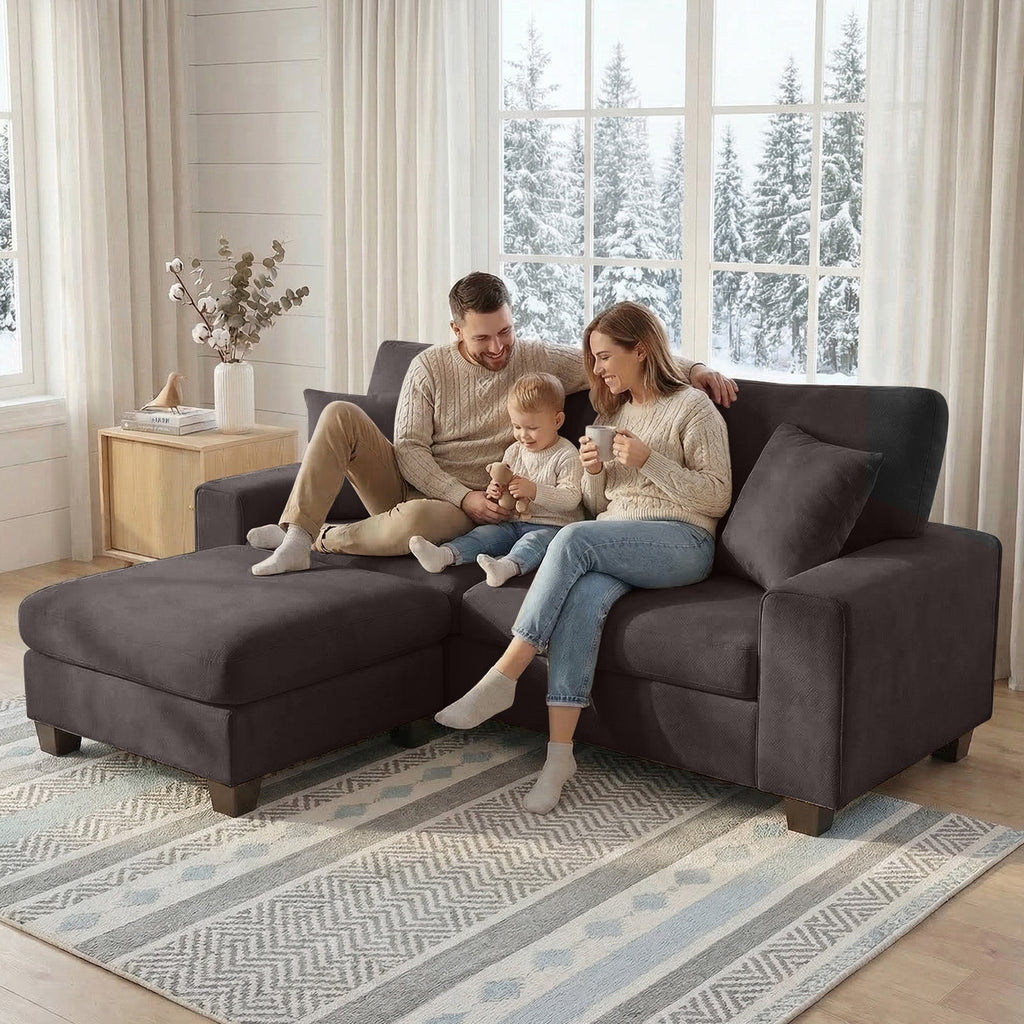Poshby 71.25''W Loveseat 2 Seater Couch Sofa with Chenille Material, Modern for Living Room, Beige