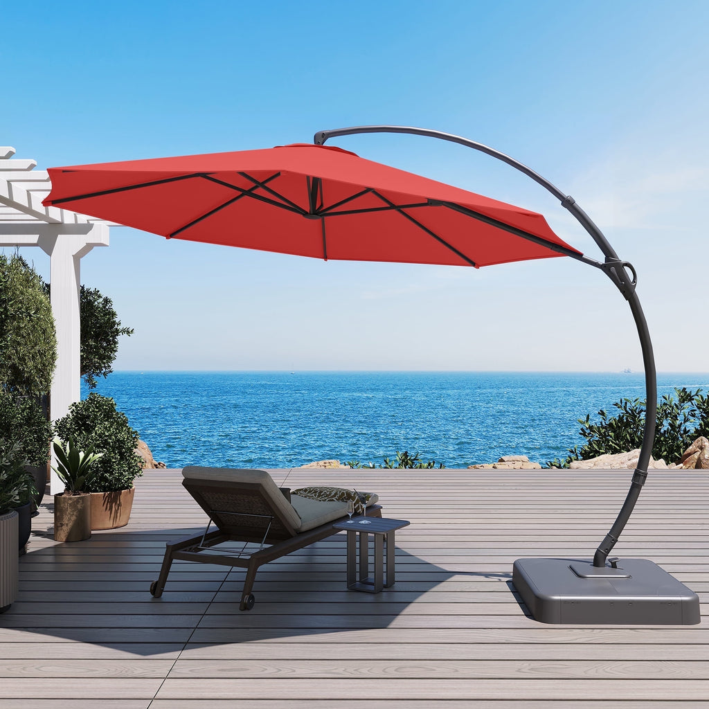 LAUSAINT HOME 11 FT Outdoor Patio Umbrella with Base, Aluminum Cantilever Umbrella with Crank, Gray