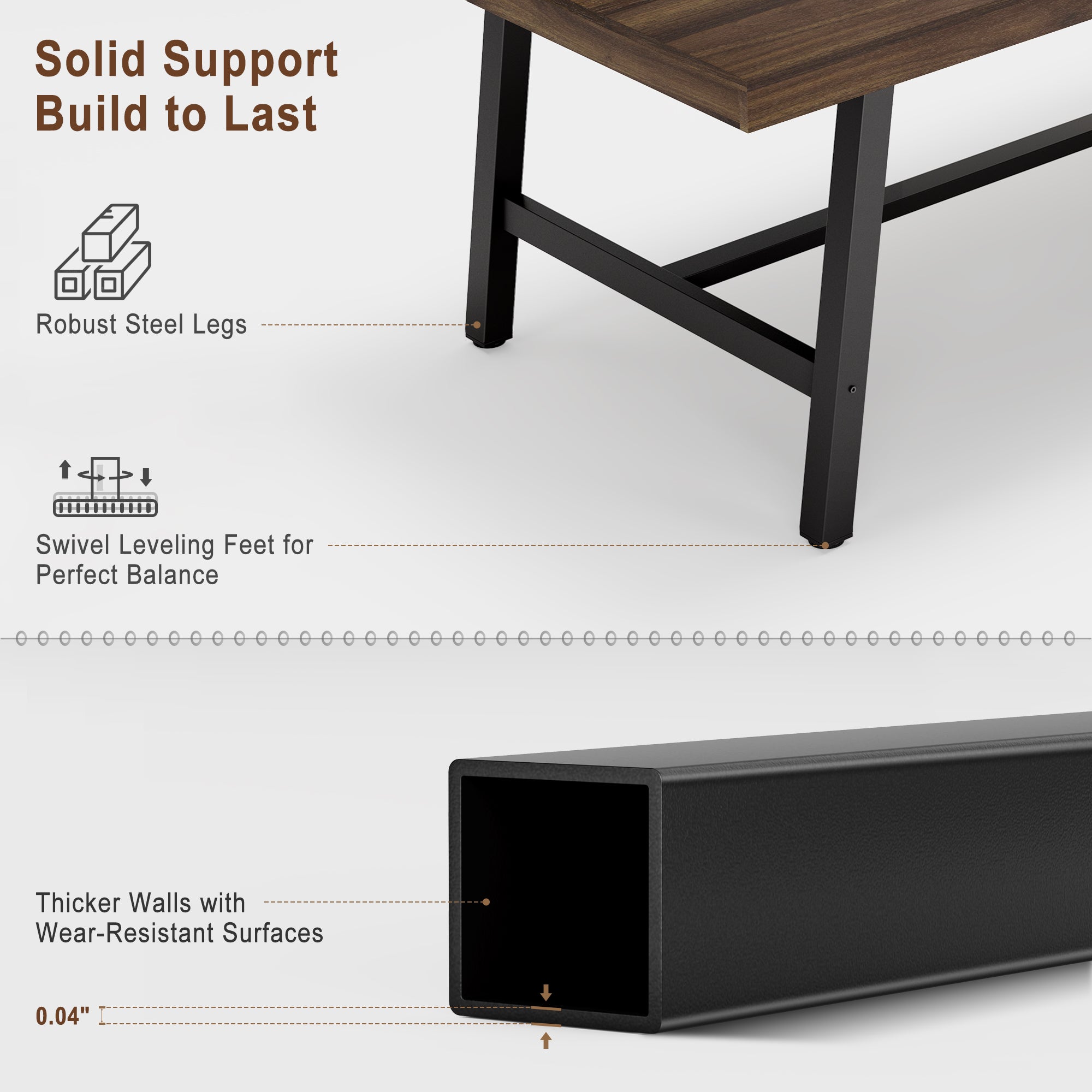 70.87 Inch Long Large Rectangle Dining Table for 6-8 People, Modern Kitchen Dining Room Table with Rustic Wooden Tabletop & Strong Metal frame(Only Gray Walnut Table)