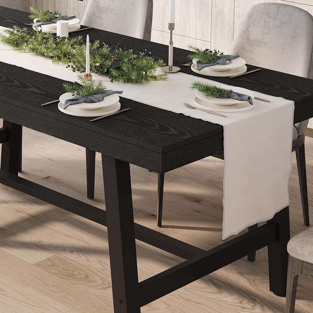 Industrial Dining Table for 6-8 People, 70.87 Long Wooden Kitchen Table with Sturdy Metal Frame & Natural Finish, Seats 6 Rectangular Counter for Dinner, Kitchen, Dining Room - Natural