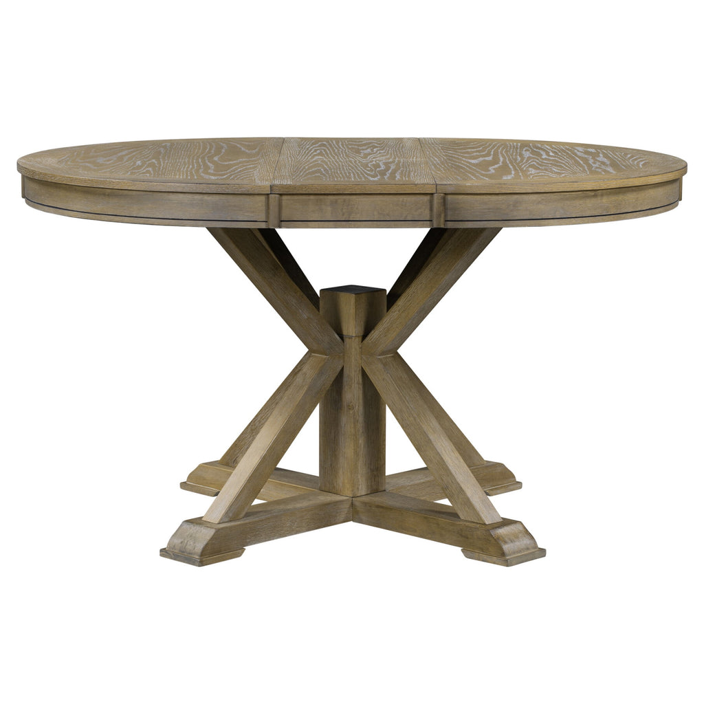 JAMPOOCA Retro Style MDF Extendable 5 Pieces Dining Table Set, Natural Wood