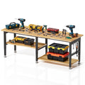 MUWOOD 96-inch Adjustable Height Workbench with Adjustable Height, Wood Worktop, 5000 LBS Load Capacity for Garage, Workshop