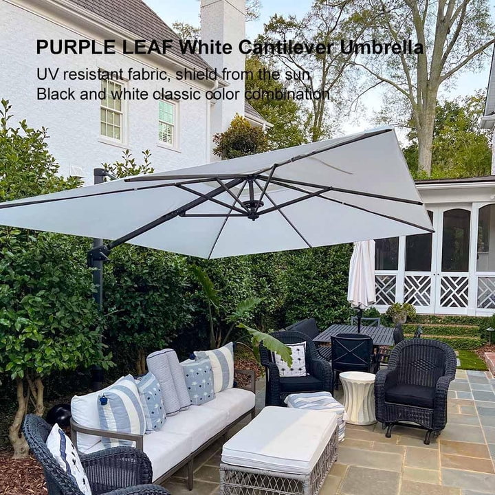 PURPLE LEAF 9x11.5 Ft Cantilever Umbrella Rectangle Outdoor Patio Umbrella Large Offset Hanging Umbrella Aluminum Umbrella with 360°Rotation Adjustable Garden Pool Umbrella,Turquoise Blue