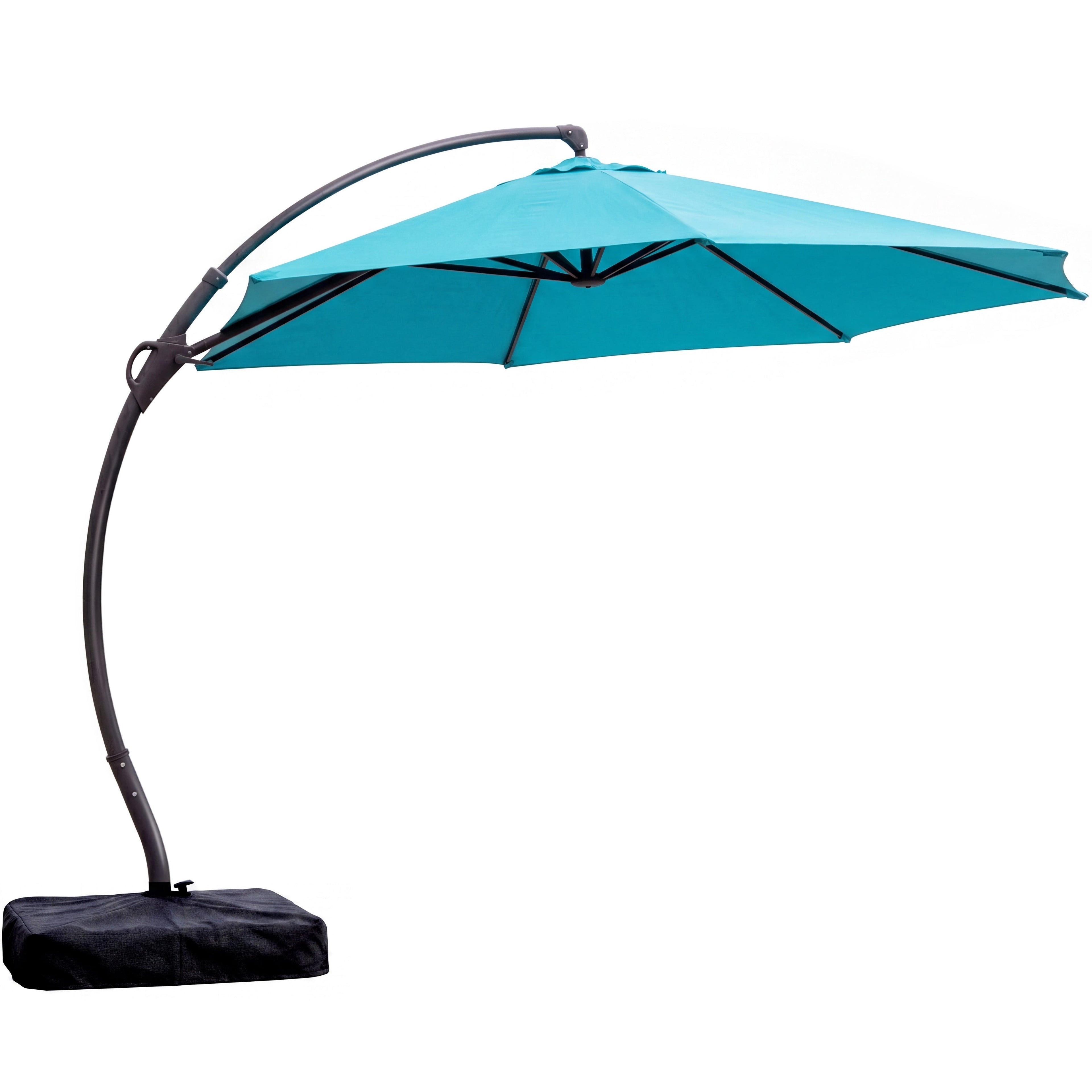 LAUSAINT HOME 11 FT Outdoor Patio Umbrella with Base, Aluminum Cantilever Umbrella with Crank, Gray