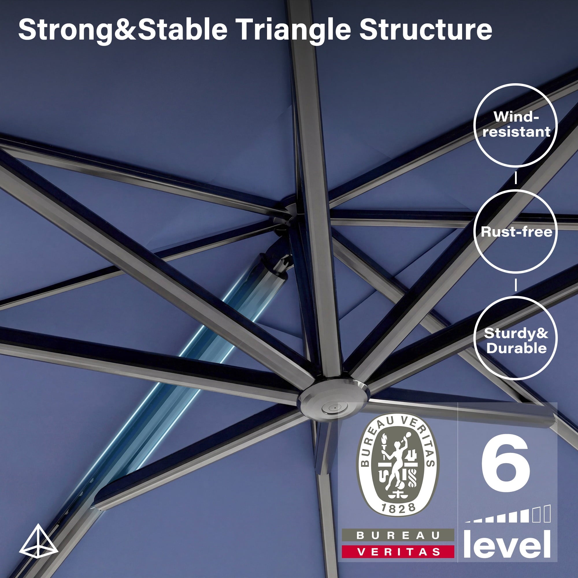 LAUSAINT HOME 10 Feet Patio Umbrella, Outdoor Large Cantilever Round Windproof Patio Offset Umbrella with 360° Rotation for Backyard, Gray