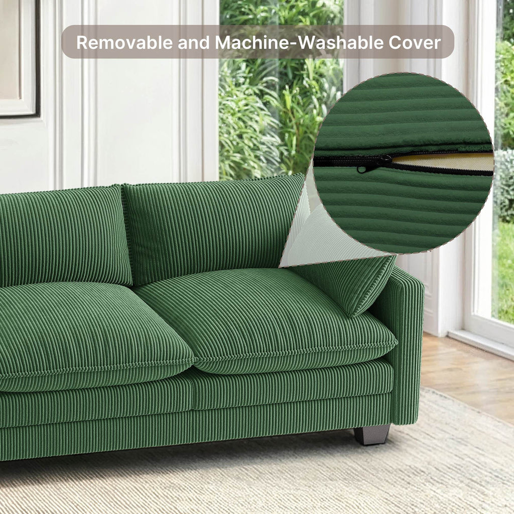 Asofer 31 Cloud Accent Sofa With Washable Cover, Single Corduroy Chair with Deep Seat Upholstered Cushion for Apartment,Dark gray