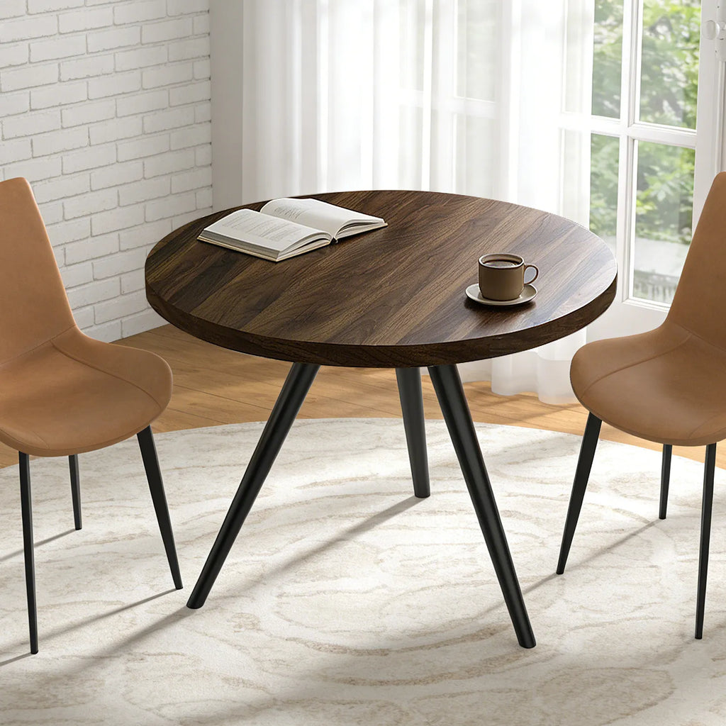 34.8 Round Dining Table for 4 People, Modern Circle Kitchen Table with Metal Legs for Kitchen, Dining Room, Apartment,Gray