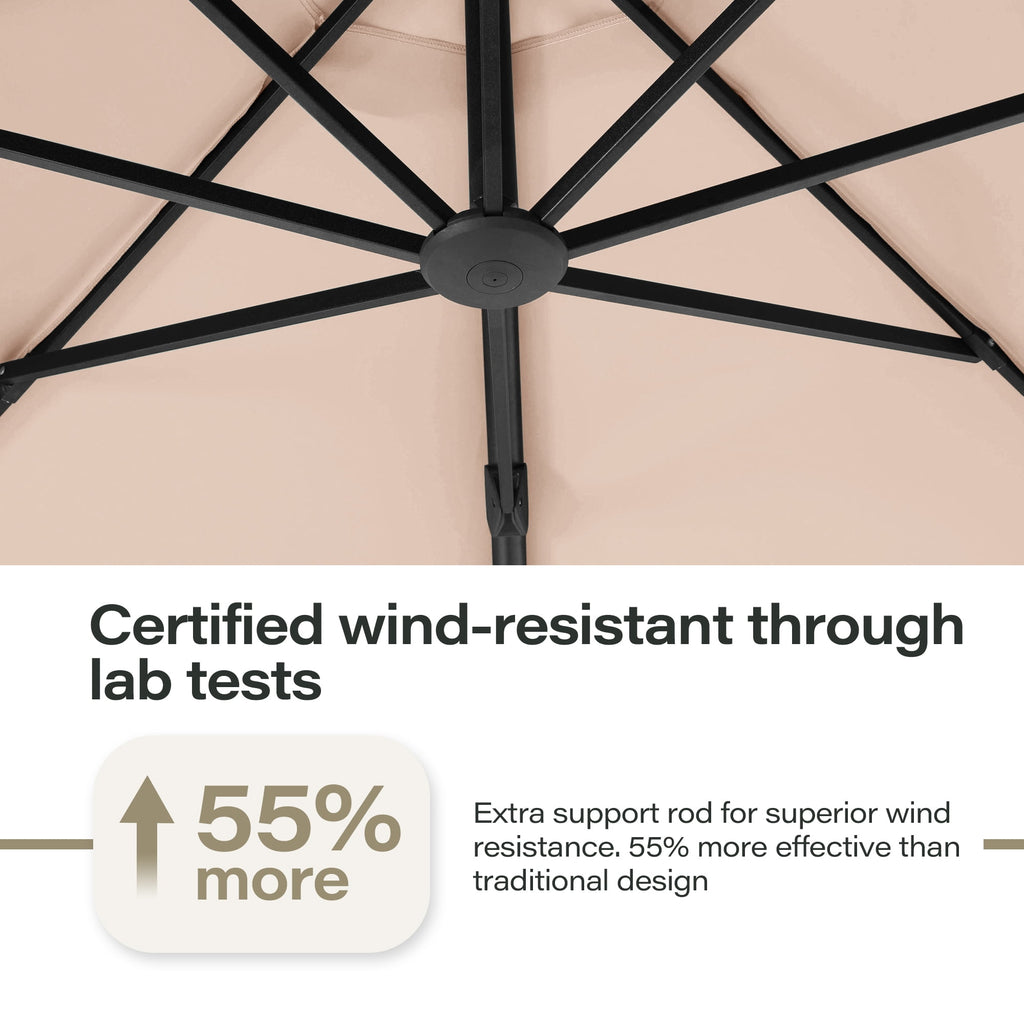 LAUSAINT HOME 11 FT Outdoor Patio Umbrella with Base, Aluminum Cantilever Umbrella with Crank, Gray