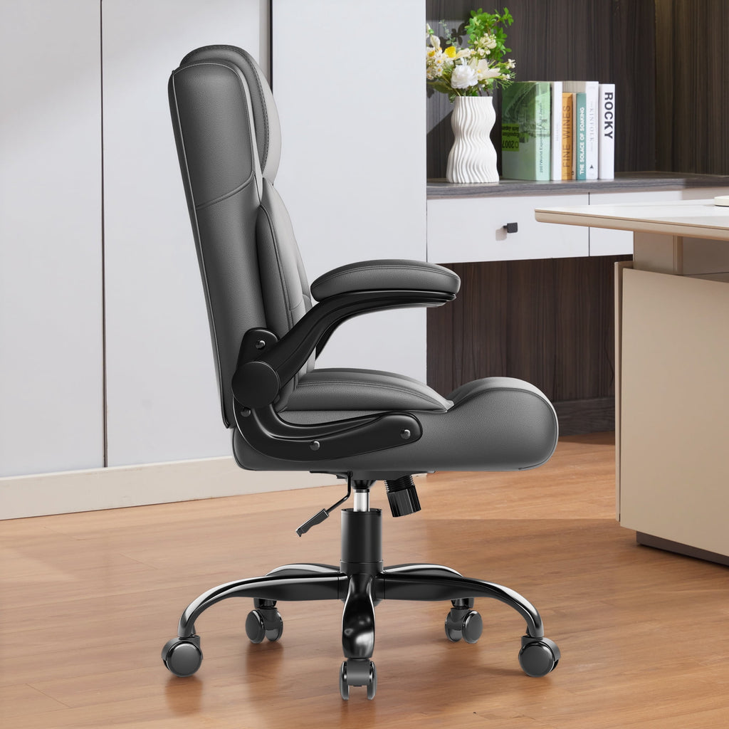 JONPONY Leather Office Chair, Big and Tall Office Chair 400LBS Wide Seat Ergonomic Computer Desk Chair High Back Executive Leather Chair Adjustable Task Chair Lumbar Back with 1-Year Warranty, Black