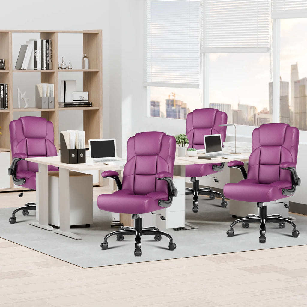 JONPONY Leather Office Chair, Big and Tall Office Chair 400LBS Wide Seat Ergonomic Computer Desk Chair High Back Executive Leather Chair Adjustable Task Chair Lumbar Back with 1-Year Warranty, Black