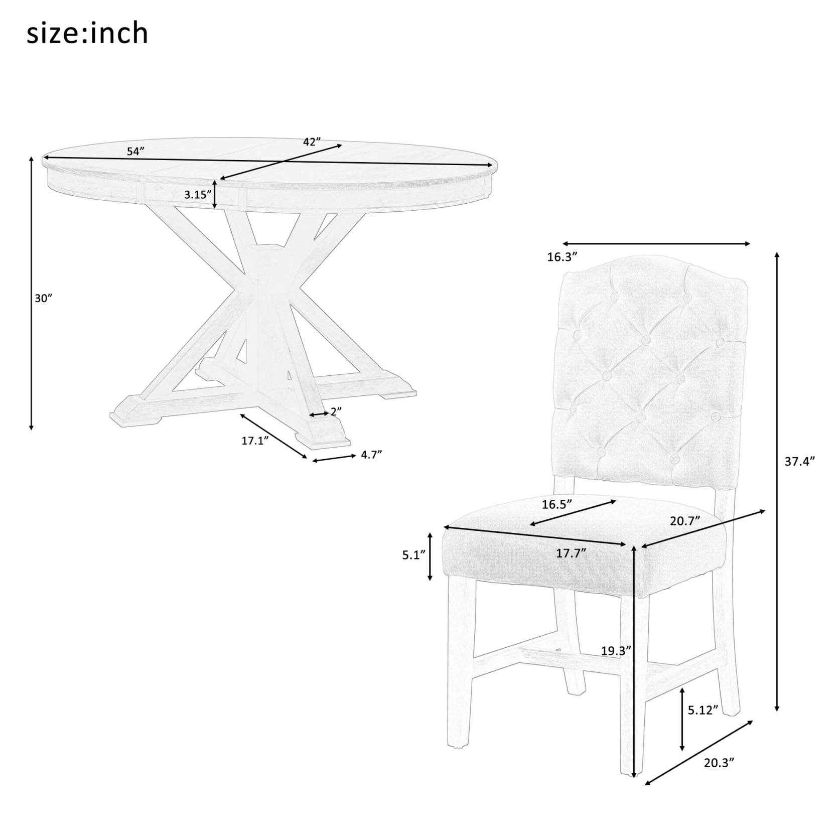 JAMPOOCA Retro Style MDF Extendable 5 Pieces Dining Table Set, Natural Wood