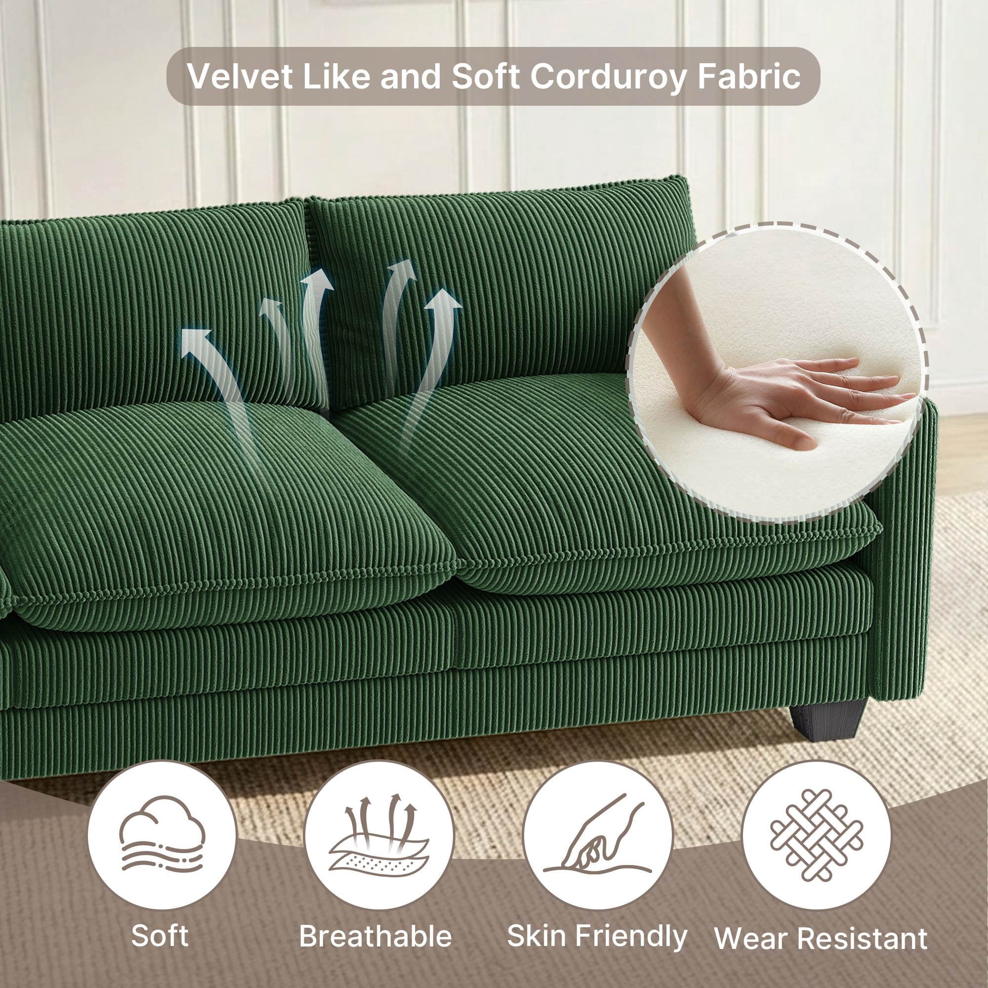 Asofer 31 Cloud Accent Sofa With Washable Cover, Single Corduroy Chair with Deep Seat Upholstered Cushion for Apartment,Dark gray