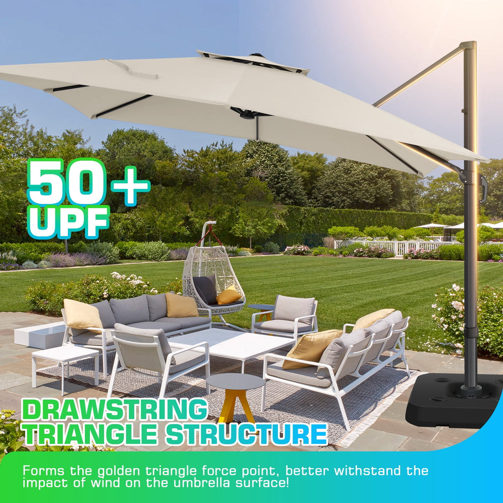HOTEEL 10ft Patio Umbrella Outdoor Square Large Cantilever Windproof Offset and Heavy Duty Sun Umbrella for Garden Deck Pool，Gray