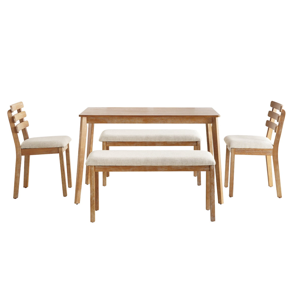 KithKasa Rectangular Dining Table Set for 4 , Kitchen Table and Chairs for 4, 5 Piece Space Saving Wood Kitchen & Dining Room Tables Set Furniture