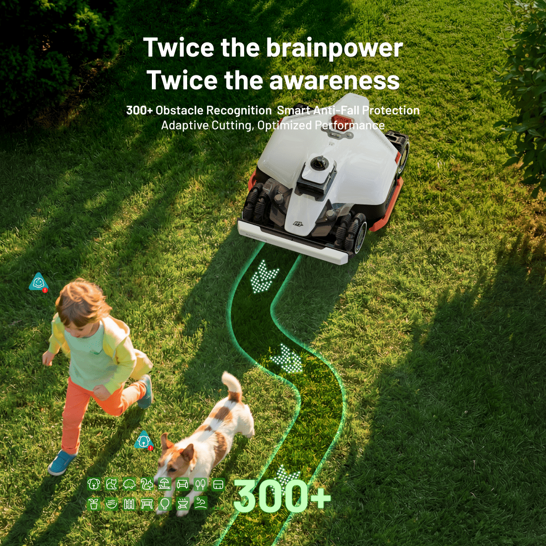 Mammotion LUBA 3 AWD 1500H Robot Lawn Mower , 0.37Acres,360° LiDAR+Dual-Cam AI Vision, 80% Slopes,2.2-4.0in Cut