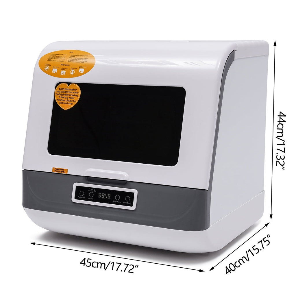 Loyalheartdy Portable Countertop Dishwasher, 110V 1200W Compact Table Top Dishwasher Built-in Water Tank with 3 Washing Programs 360 Degree Spraying Water 75°C Hot Air Drying for Apartments Dorms RV
