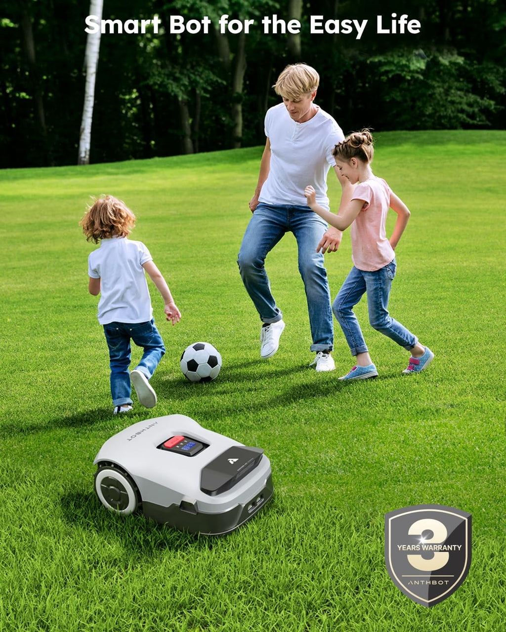 ANTHBOT Genie3000 Cordless Robotic Lawn Mower,Max 0.91 Acre,4G APP Contral,RTK and 4-Camera Vision Obstacle Avoidance