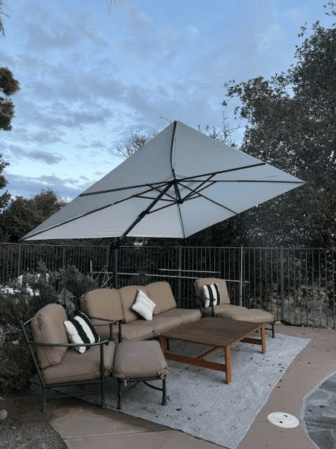 PURPLE LEAF 10x10 Ft Cantilever Umbrella Square Outdoor Patio Umbrella Large Offset Hanging Umbrella Aluminum Umbrella with 360°Rotation Adjustable Garden Pool Umbrella,Gray